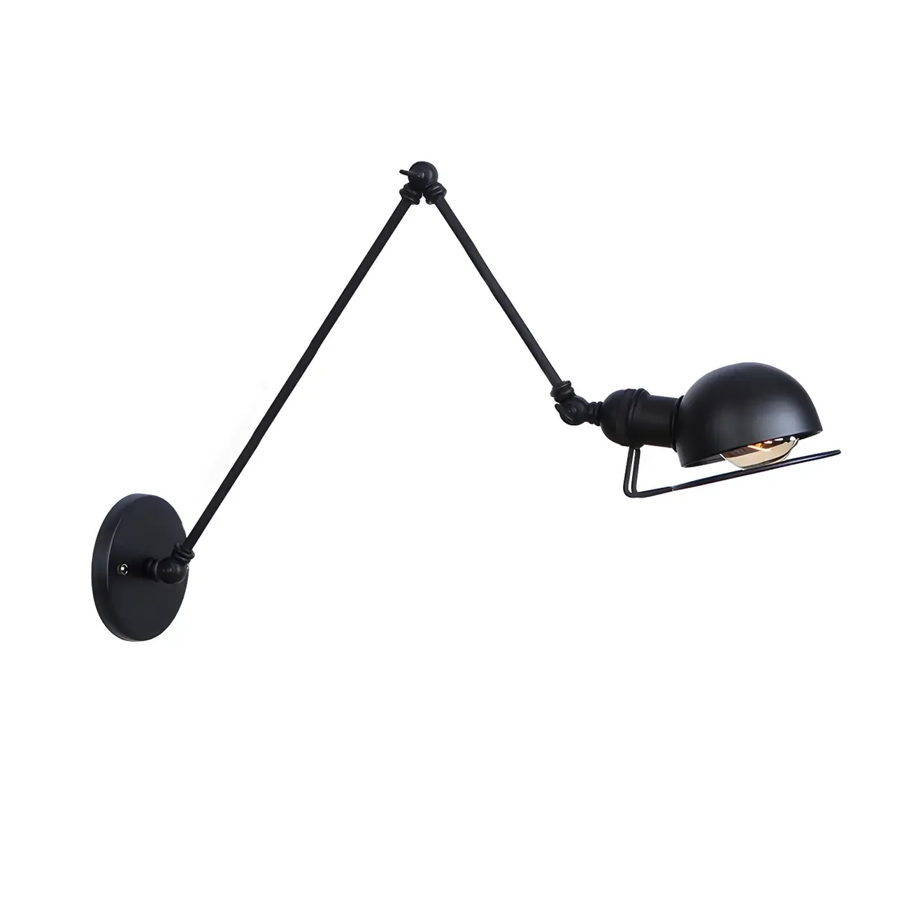 Industrial Black Adjustable Swing Arm Wall Sconce