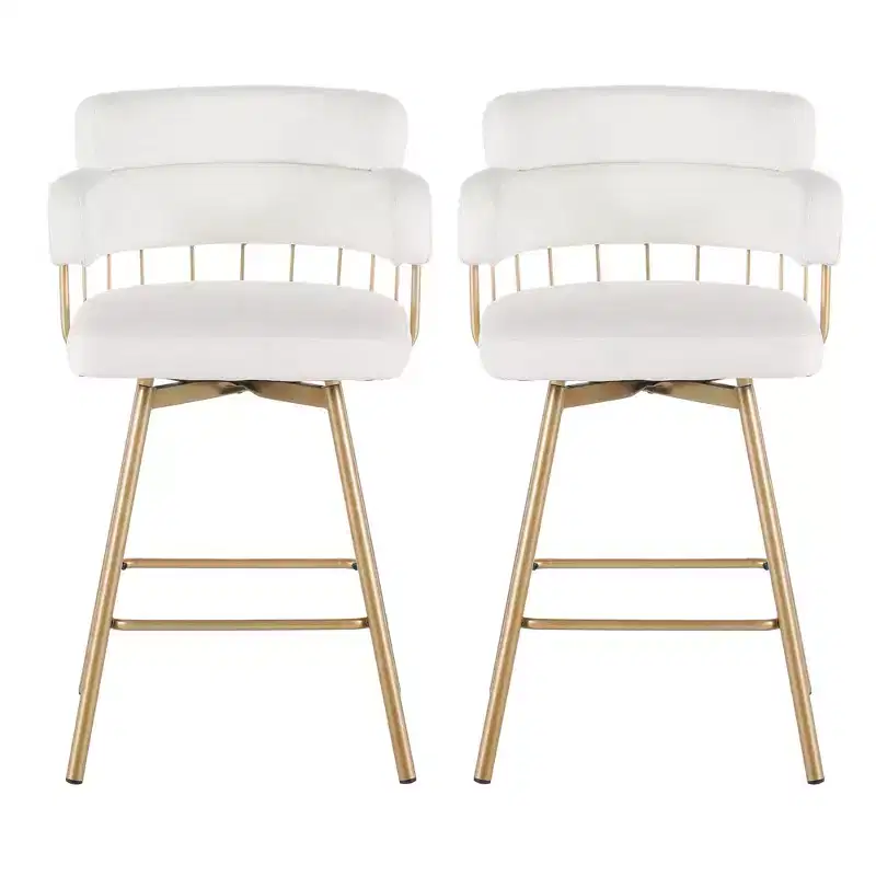 Christopher Knight Home Candy Metal Upholstered 180 Swivel Counter stools with Auto Return (Set of 2)