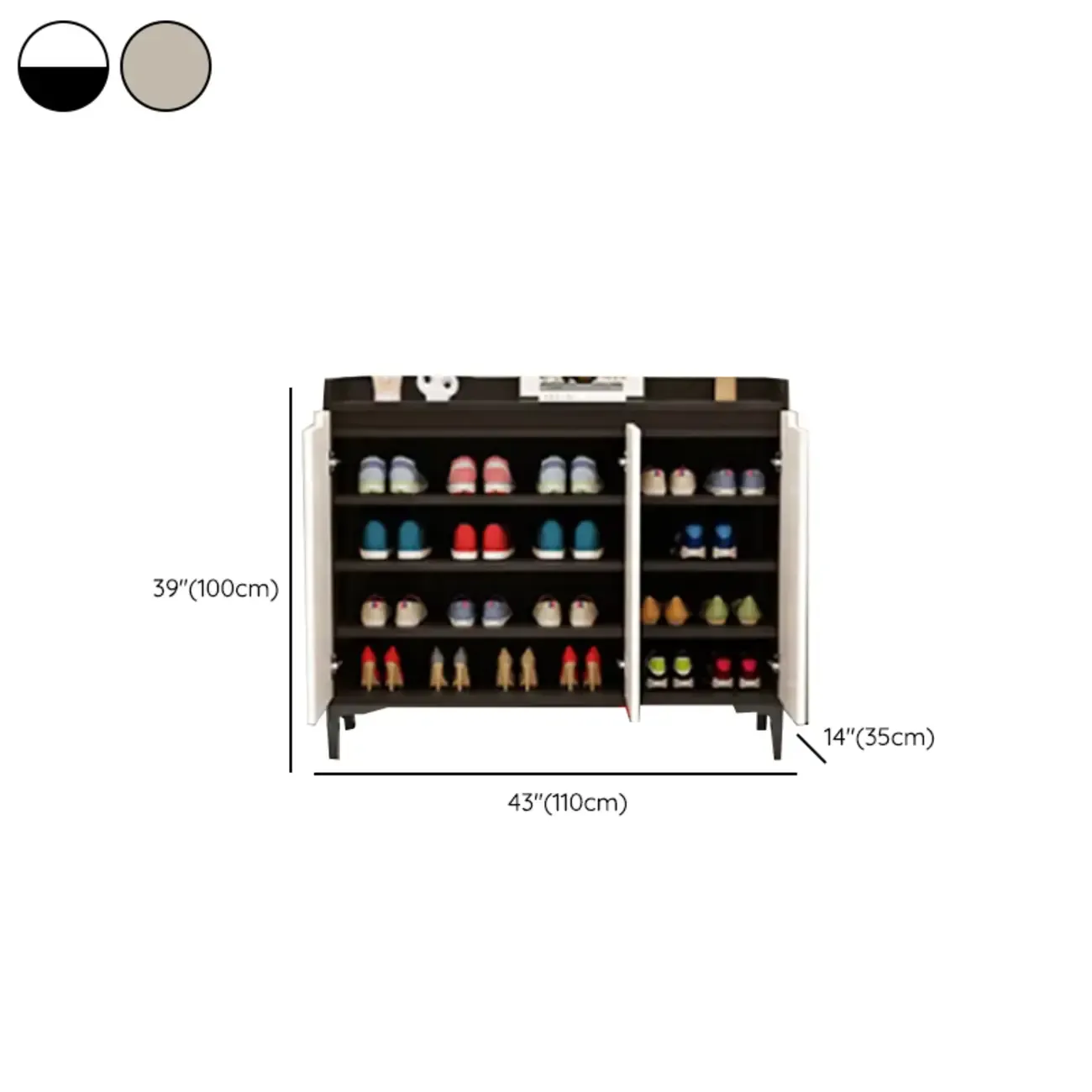 Sleek Milk Cocoa Wood Shoe Cabinet with Display Top