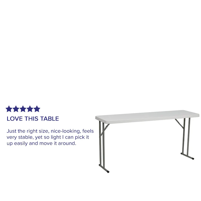 18W x 60L Rectangular Granite White Plastic Folding Training Table