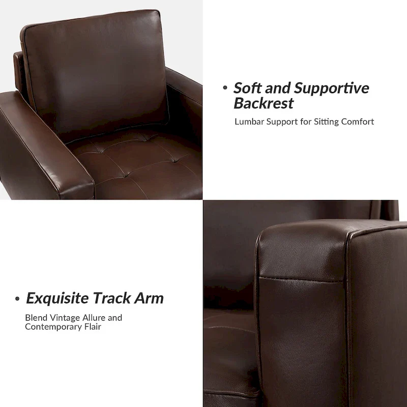 Elizabeth Mid-century Genuine Leather Arm Chair Set of 2 by HULALA HOME