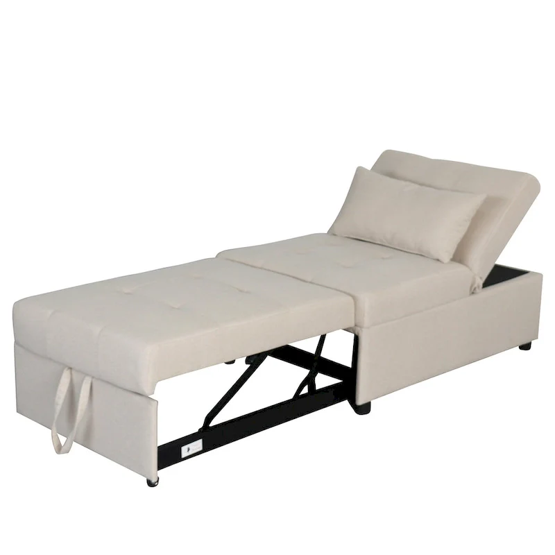 Multi-Functional Folding Ottoman Sofa Bed with Converts to Lounge Chair and Single Bed (264lb Capacity)