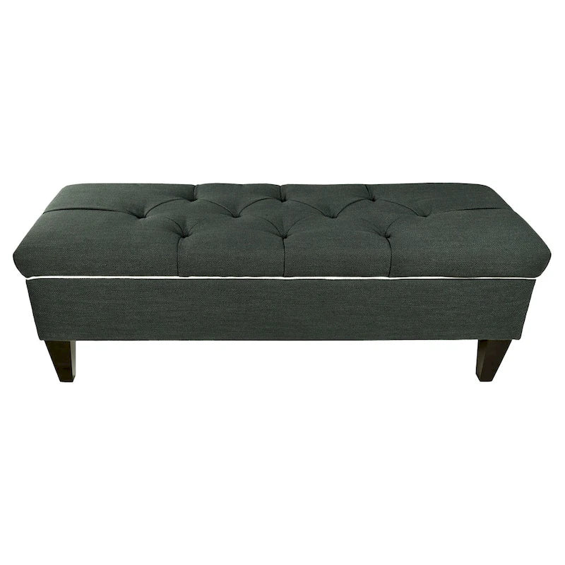 Diamond Tufted Upholstered Long Storage Bench Ottoman