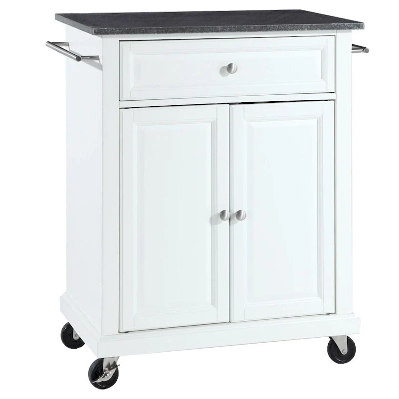 Crosley White Finish/Solid Black Granite Top Kitchen Cart/Island - 18d x 31w x 35.5h