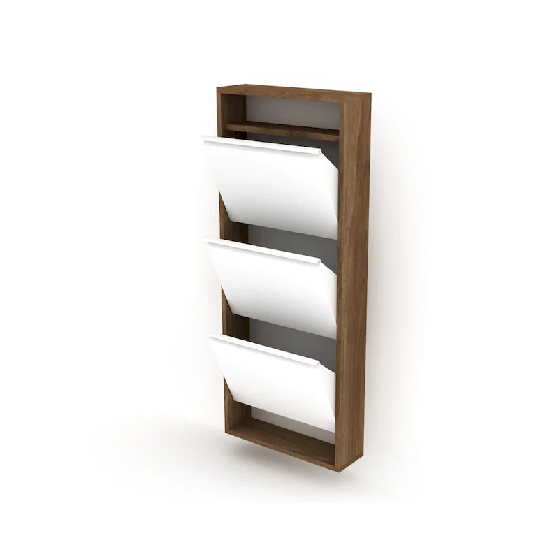 Wood Base Shoe Cabinet | Entryway Shoe Storage with Doors | Modern Style