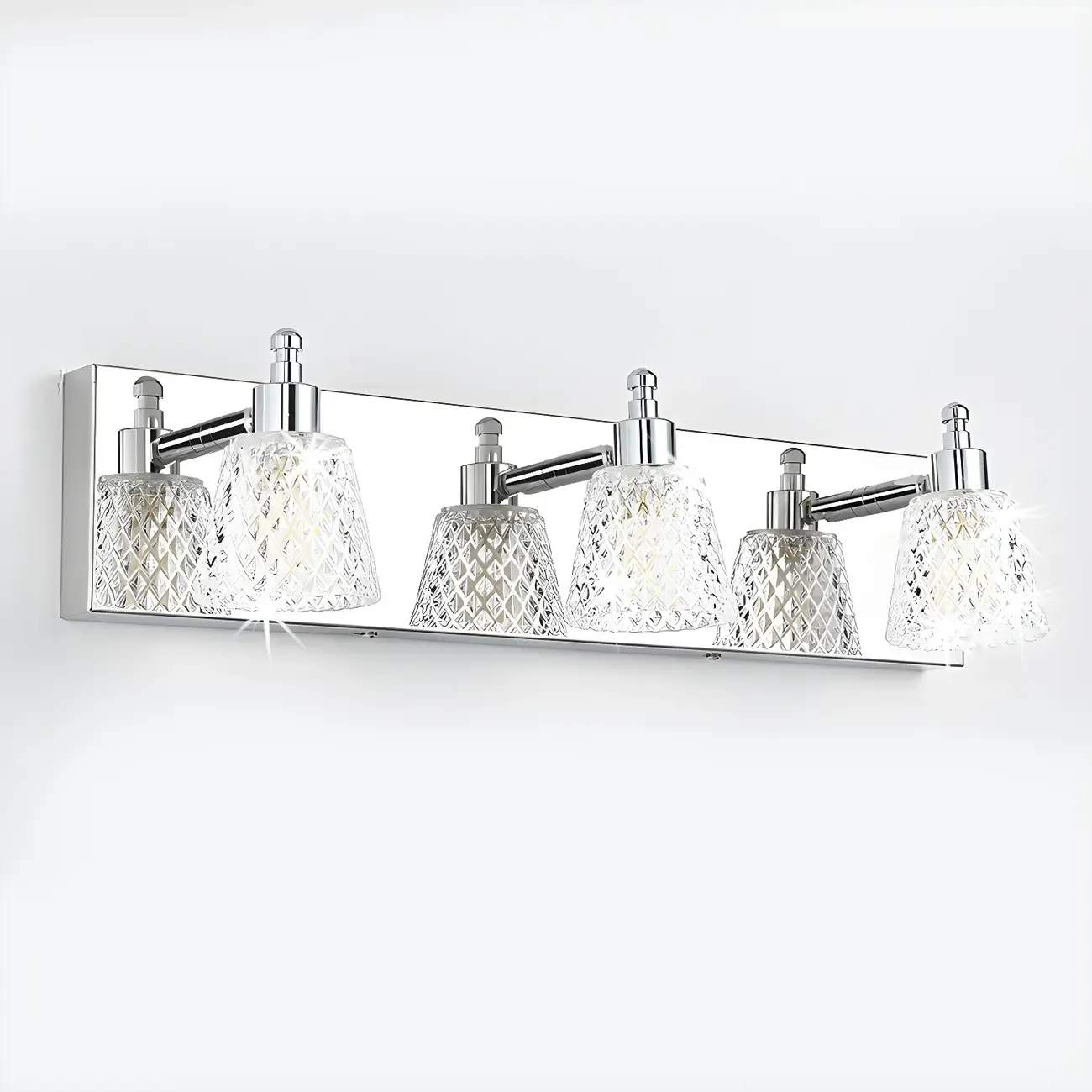 3-Light Modern Clear Glass Silver Bathroom Vanity Light