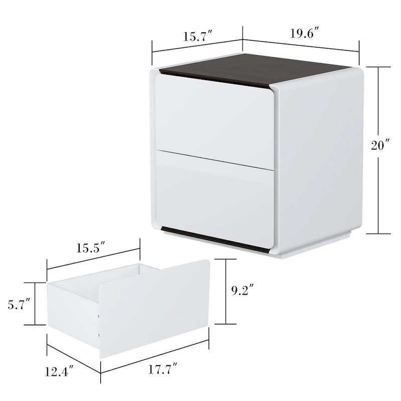 LED Nightstand White Modern Nightstand LED Night Stand Bedside Table