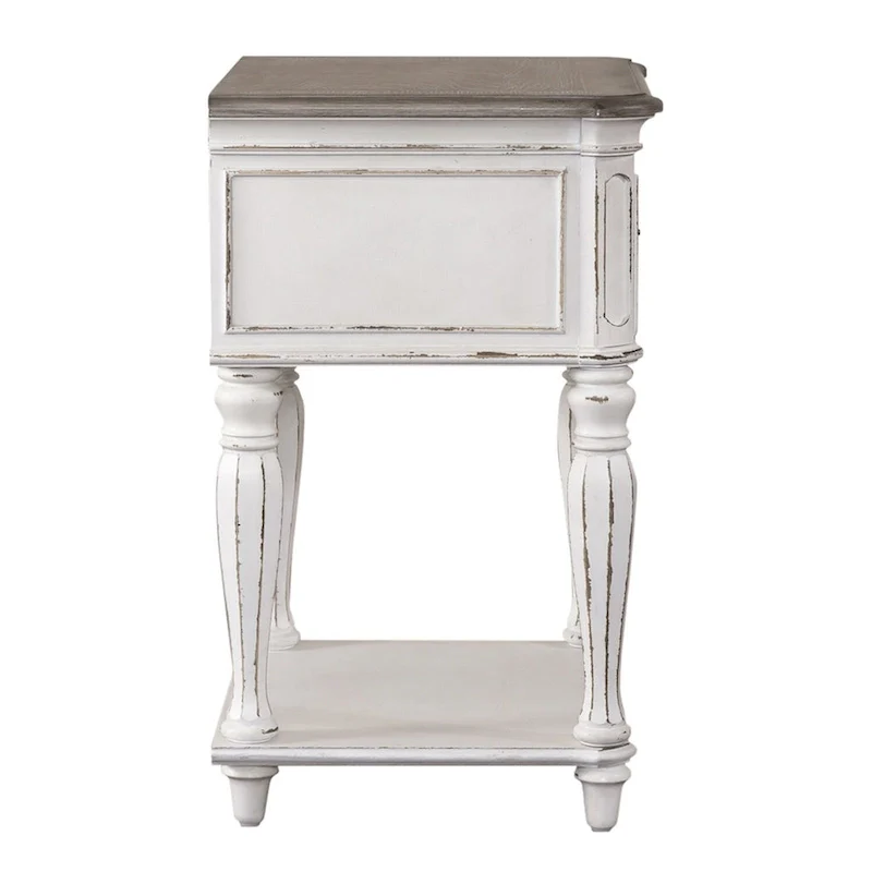 Antique White Traditional Leg Night Stand, Single