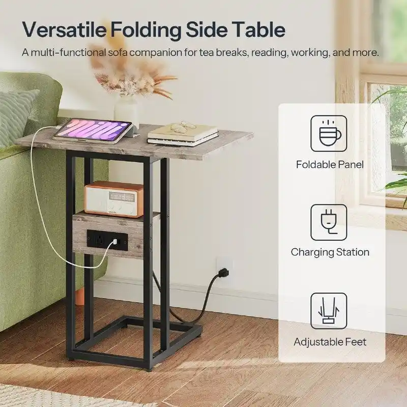 Foldable End Table - 15.4D x 10.2W x 25.2H
