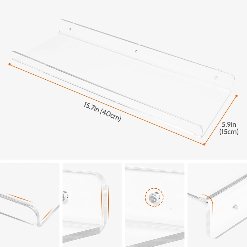 Acrylic Floating Shelves for Wall, Clear Acrylic Shelves for Bathroom Bedroom Living Room Wall Mounted Display Shelf Clear