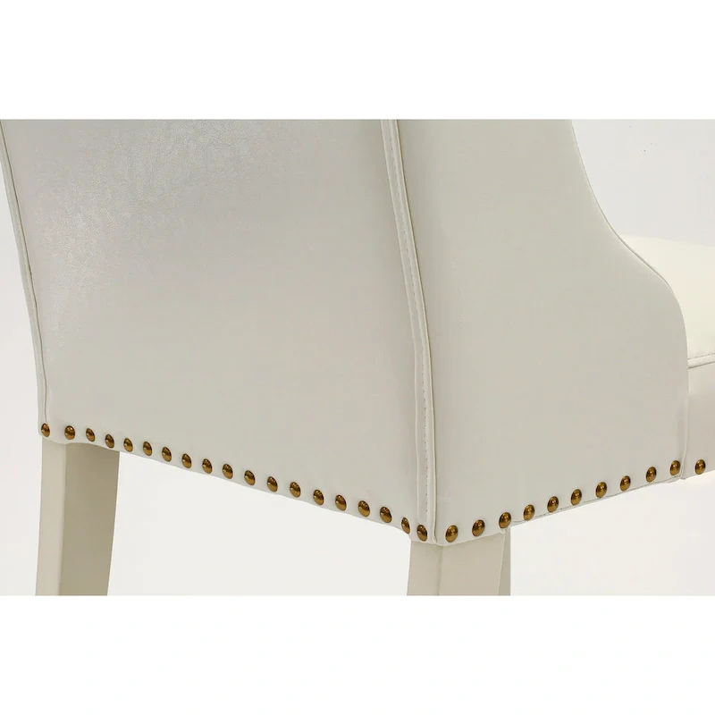 East West Furniture Parson Kitchen Chairs - Button Tufted Nailhead Upholstered Dining Chairs, Set of 2, (Finish & Upholstered)