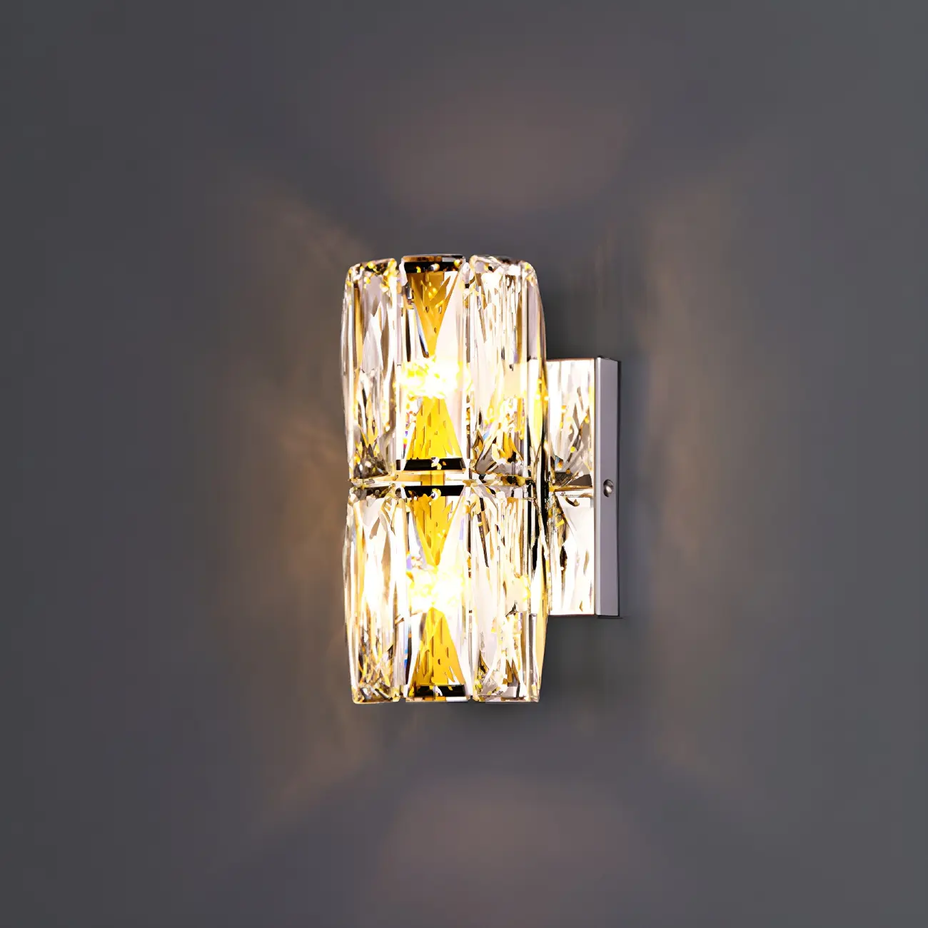 Luxury Geometric Crystal Gold Vanity Light