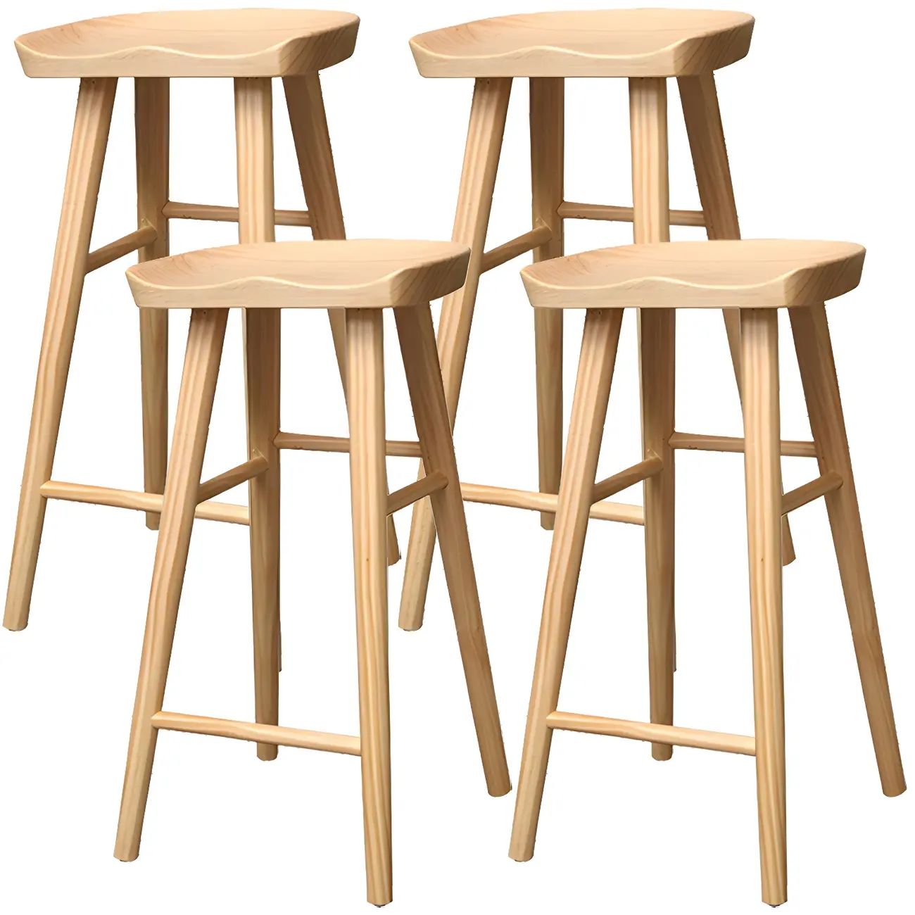 Counter Height Backless Wooden Industrial Bar Stools