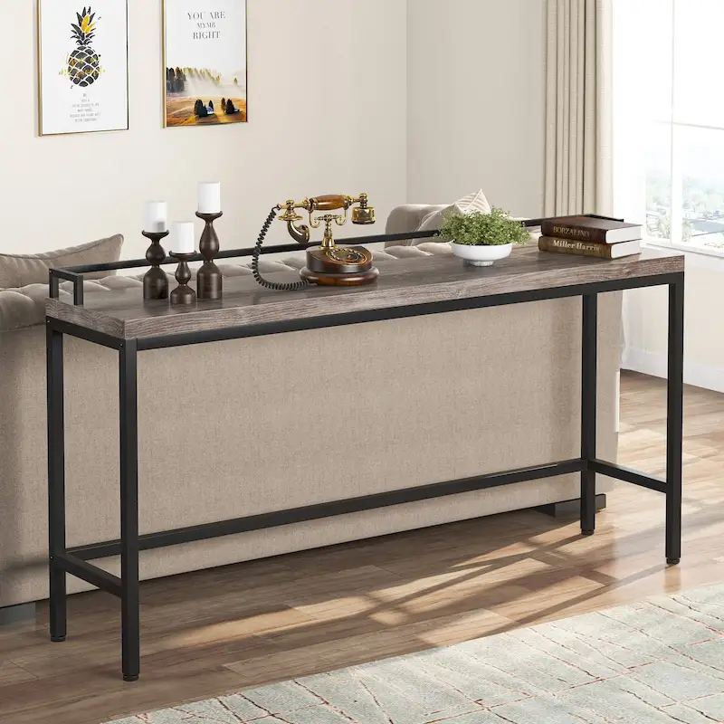70.9 Extra Long Sofa Console Table, Behind The Couch Table Narrow Entryway Table
