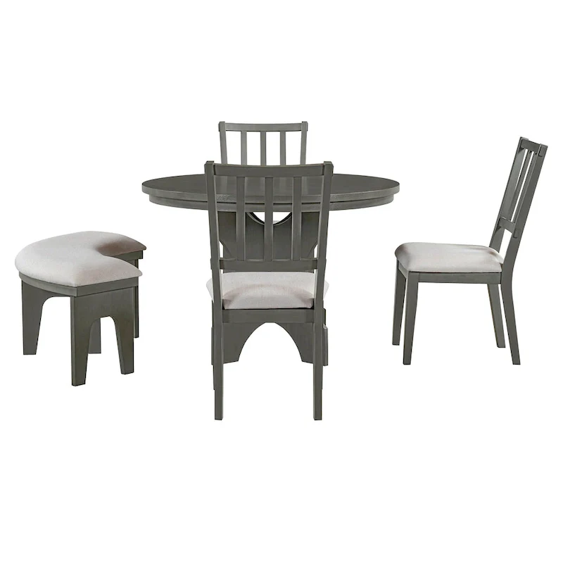 Modern Country Dining Table and Chair Sets Multi-Functional Dining Table and Chair Sets with Curved Table Base and Curved Bench