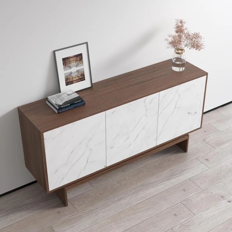 Modern Matte Sideboard / Buffet – Walnut/Black / Walnut/White