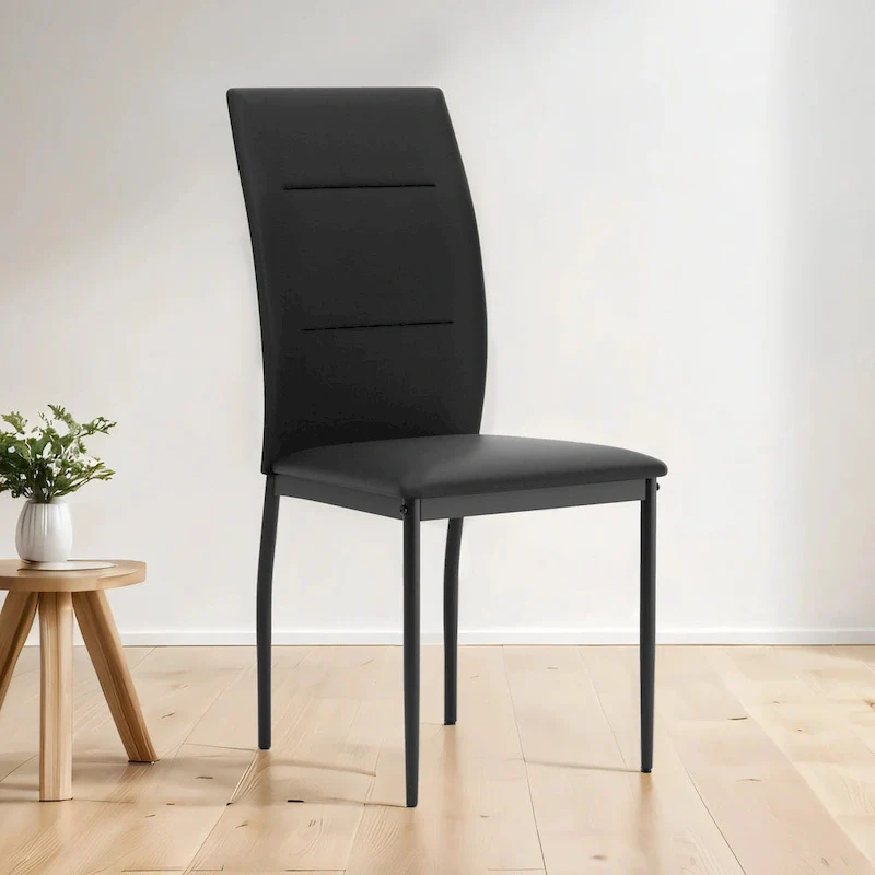 Furniture of America Luca Modern Black PU Leather Dining Chairs Set of 2