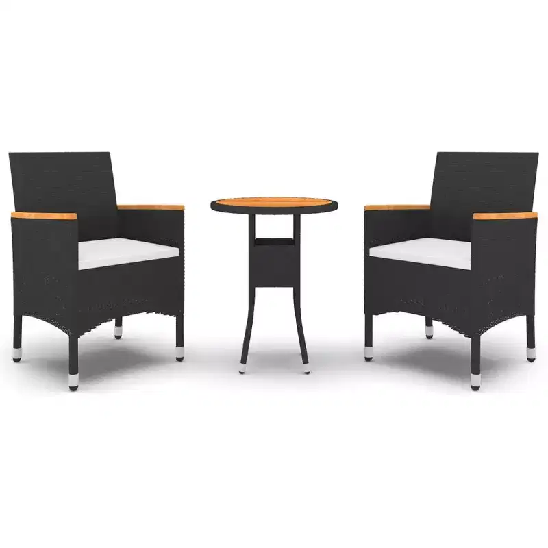 vidaXL Garden Dining Set Black, Cream White