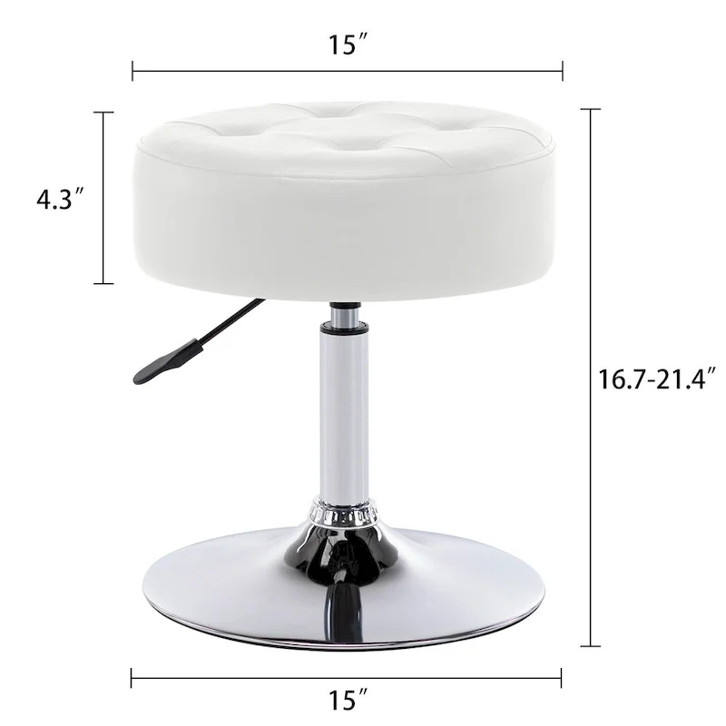 Adjustable Height Round Ottoman Swivel Vanity Stool