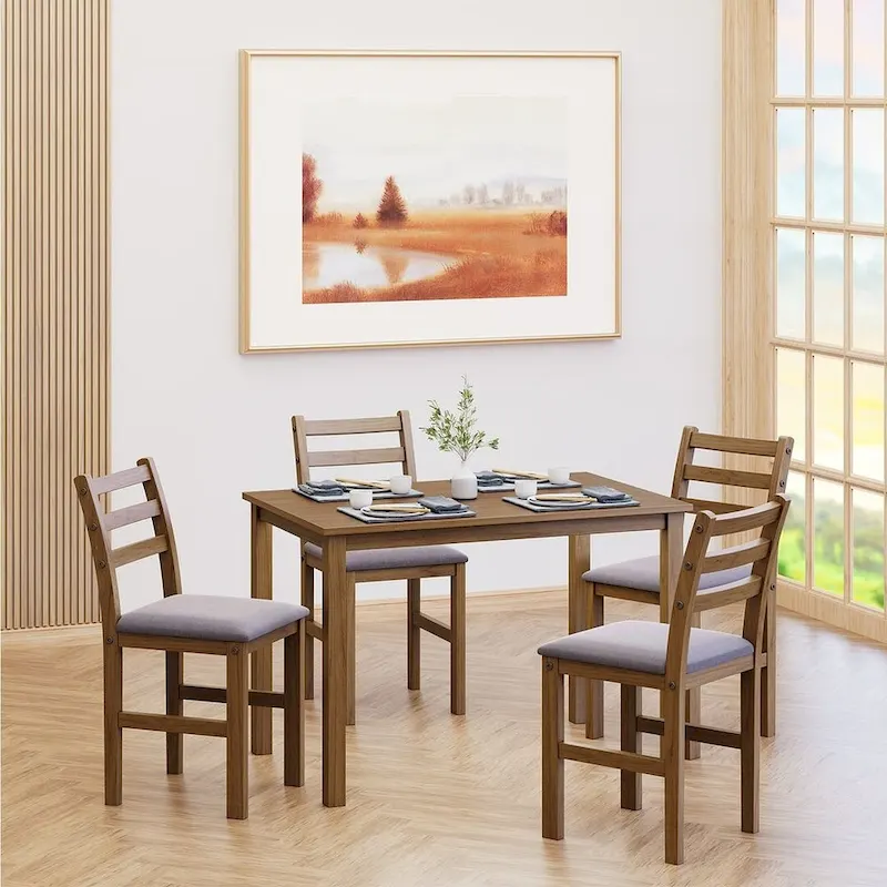 5 PCS Pub Sets Stylish Dining Table Set with 4 Upholstered Chairs