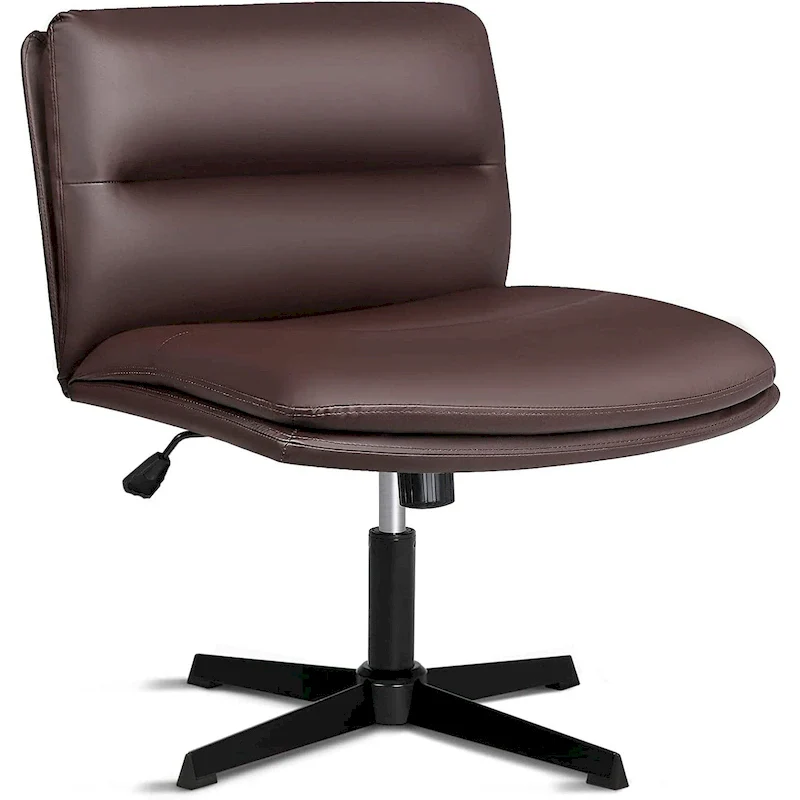 Criss Cross Chair Armless Office Desk Chair No Wheels,PU Leather Padded Modern Swivel Vanity Chair office chair