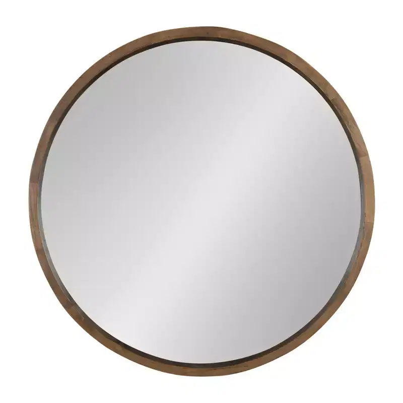 Kate and Laurel Hutton Round Decorative Wood Frame Wall Mirror