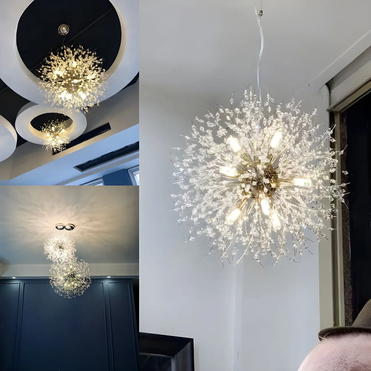 Adjustable Modern Gold Crystal Explosion Sputnik Chandelier