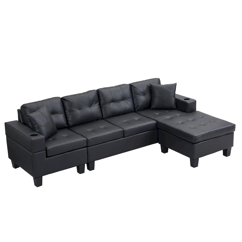 Modern 4-Seat L-Shaped Sectional Sofa with Lounge Chaise