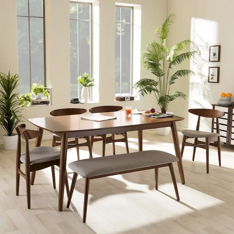 Rectangular Oak 6-Seat Mid-Century Dining Set