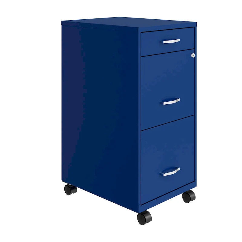 Space Solutions 18 Deep 3 Drawer Mobile File Cabinet, Classic Blue