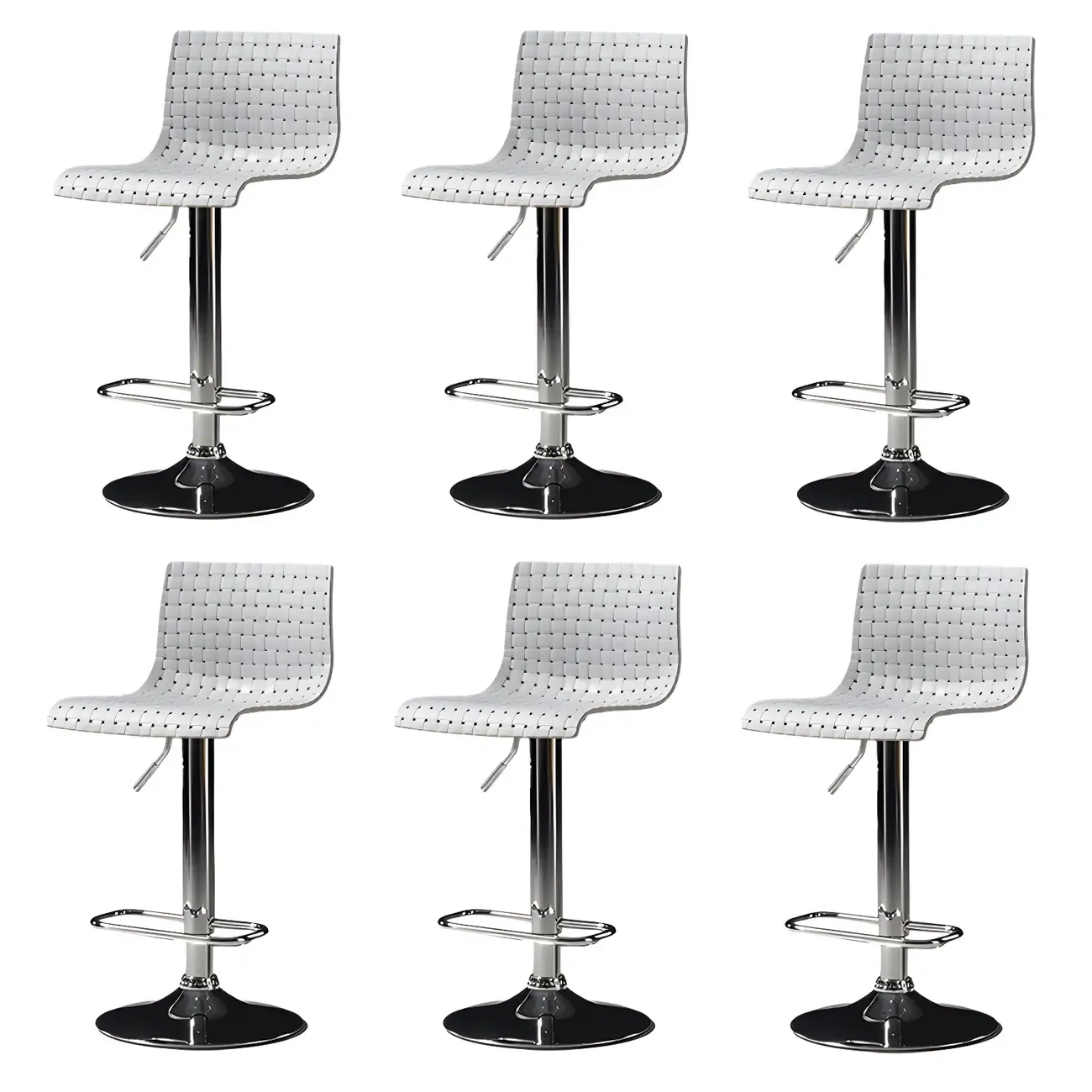 Modern Square Seat Plastic Rattan Adjustable Swivel Bar Stools