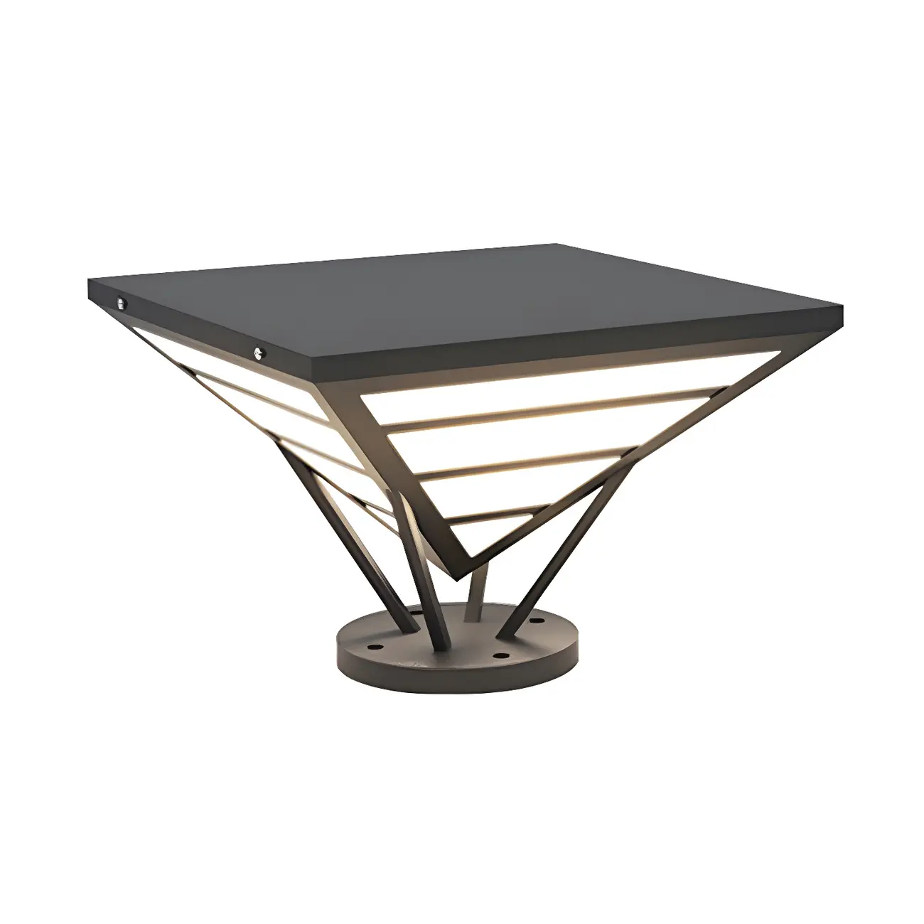 Black Metal Bracket Pyramid Solar Outdoor Post Lights