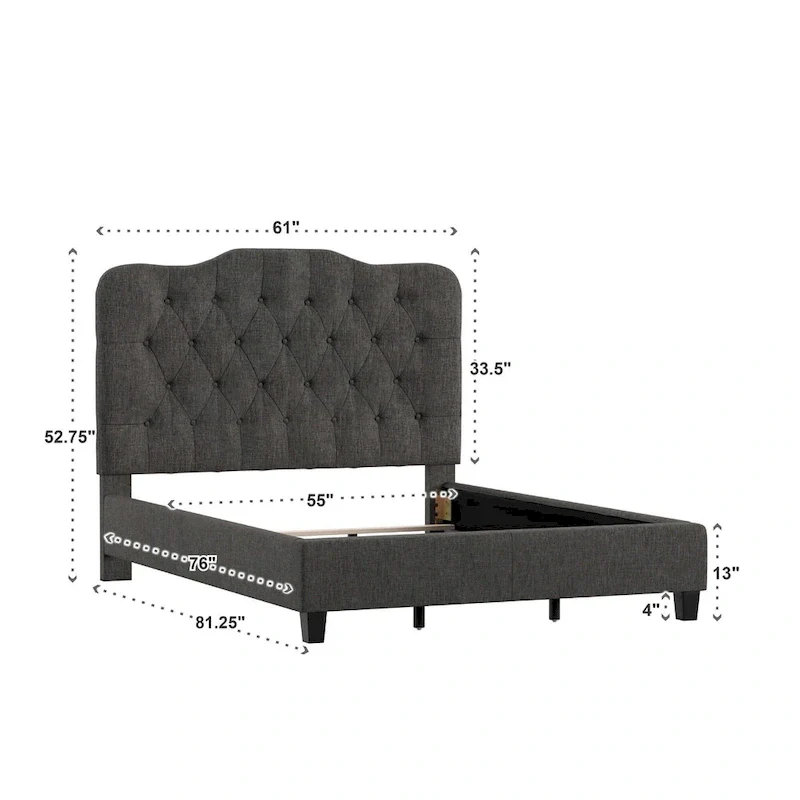 Ginny Adjustable Diamond-tufted Camel Back Bed by