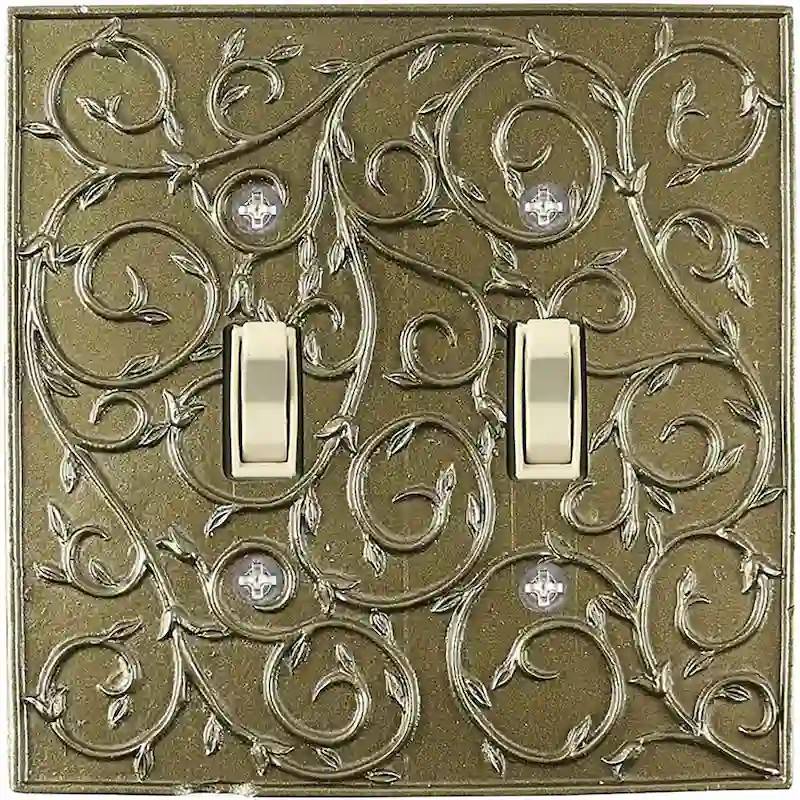 Meriville French Scroll 2 Toggle Wallplate, Double Switch Electrical Cover Plate