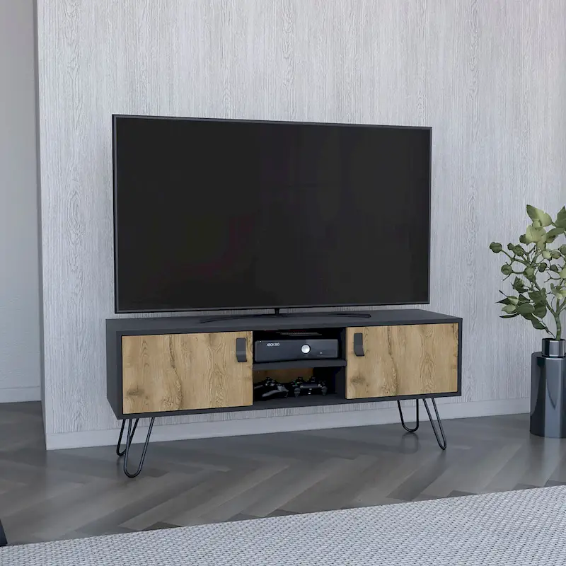 Hairpin Legs TV Stand with Cabinet Doors