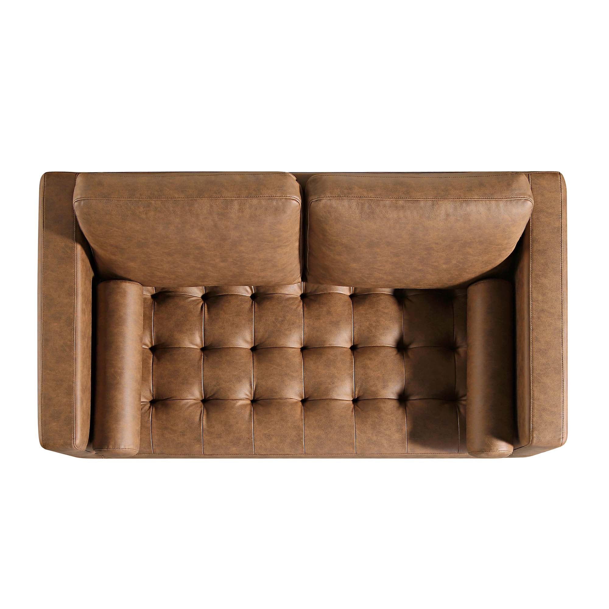 2-Seater Sofa, Tan Faux Suede