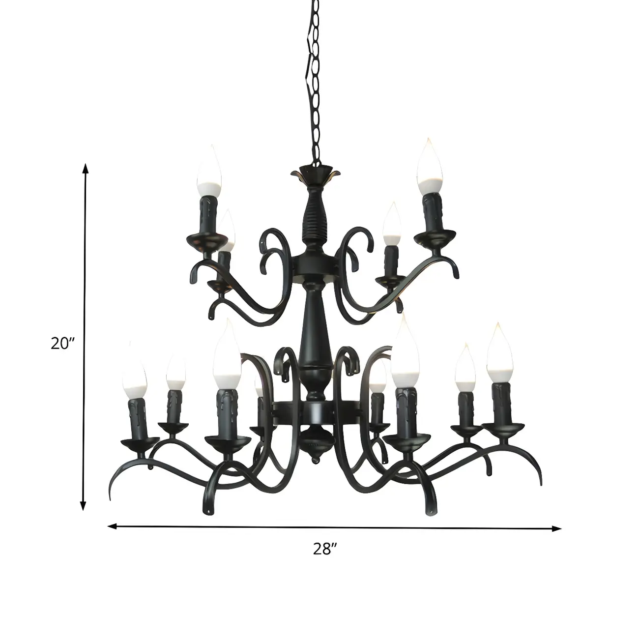 Industrial Black Metal Candelabra Chandelier