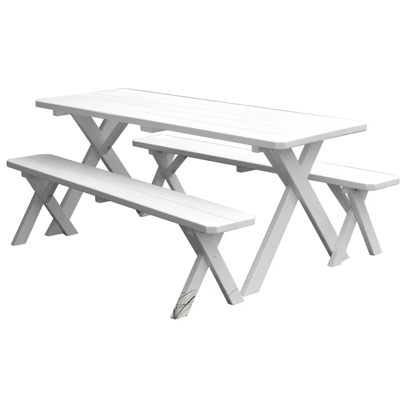 Pine 5' Cross-Leg Picnic Table with 2 Benches