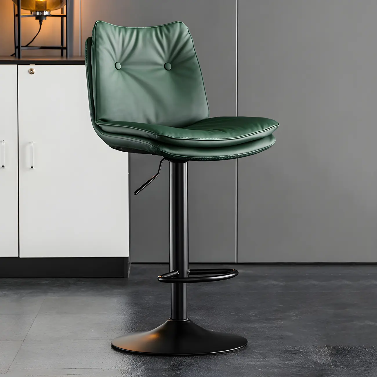 Modern Adjustable Leather Swivel Bar Stools