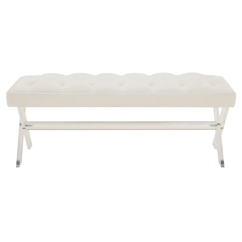 SAFAVIEH Couture Ketevan Tufted Acrylic Bench - 48 In W x 18 In D x 18 In H - 48Wx18Dx18H