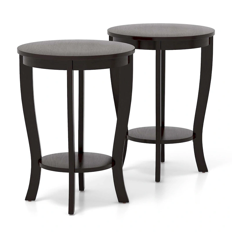 Costway 2 PCS 2-Tier End Table 18 Round Compact Sofa Side Nightstand - See Details