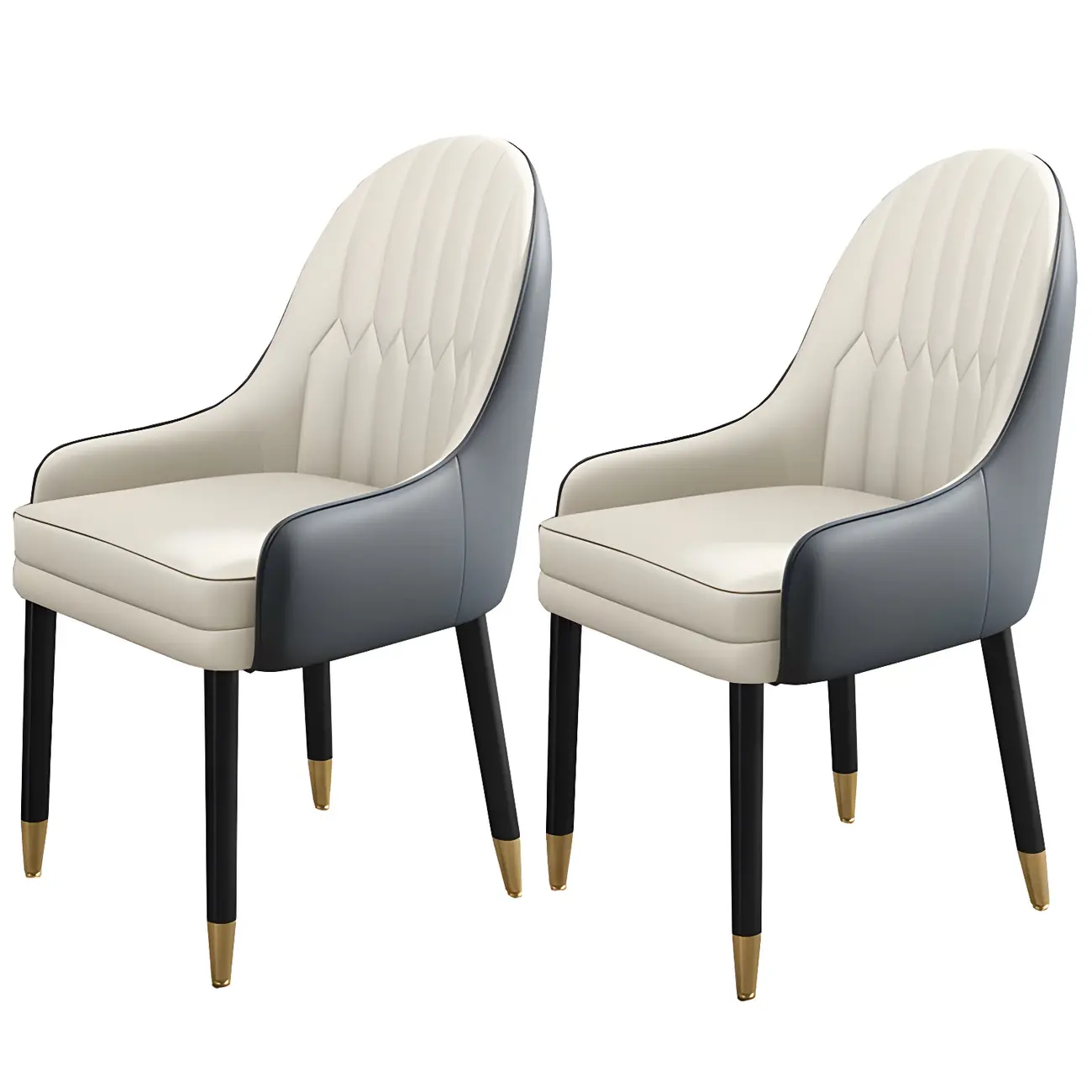 Modern Leather Upholstered Dining Chair with Arms