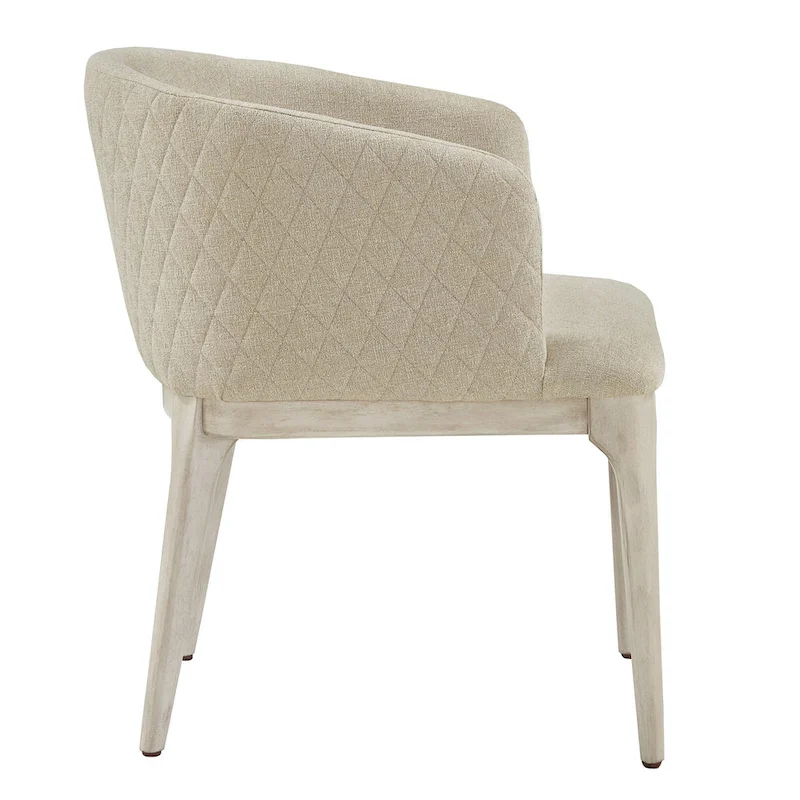 Upholstered Dining Chair with Diamond Pattern Back – Beige, Single