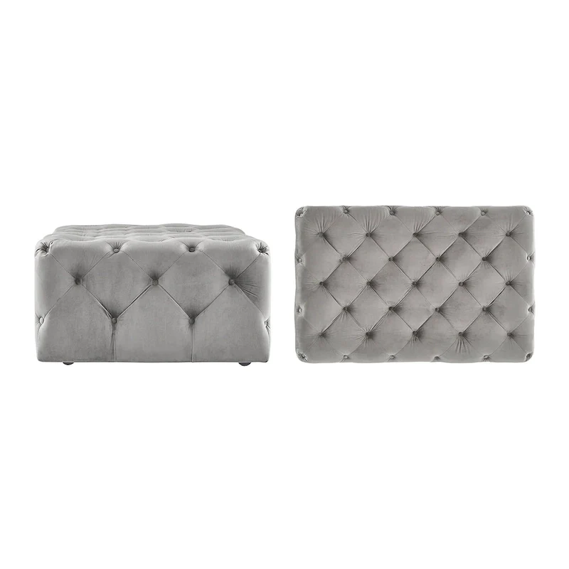 Tufted Rectangular Ottoman with Casters