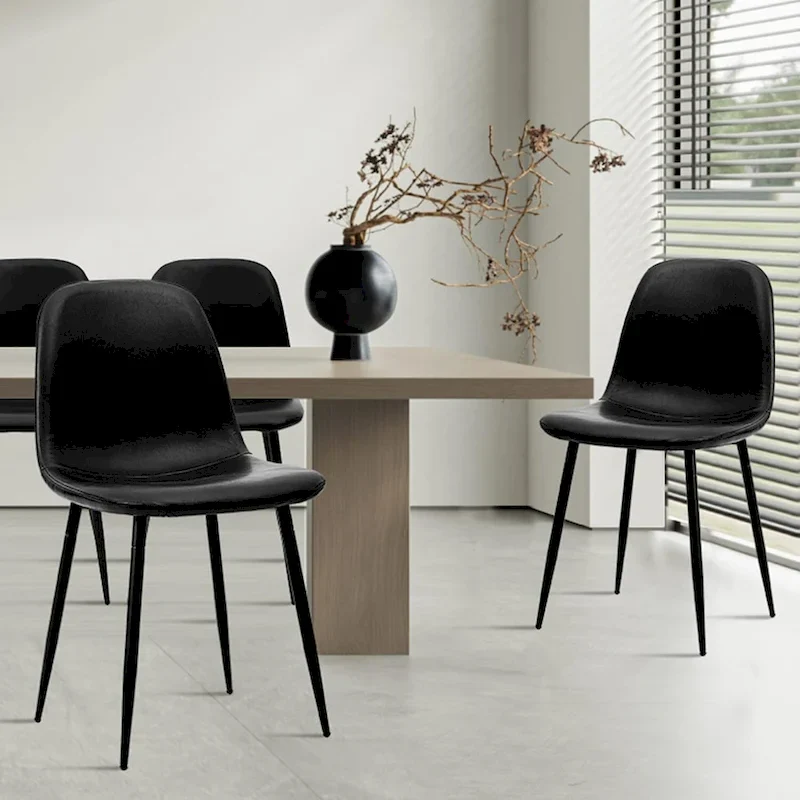 Modern Upholstered Dining Chair in Faux Leather