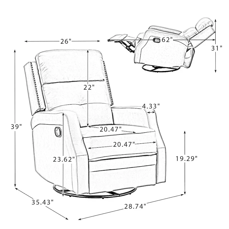 Living Room Recliner with Metal Base