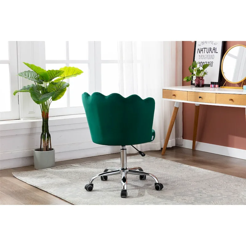 Velvet Upholstered Adjustable Height Swivel Home Office Chair