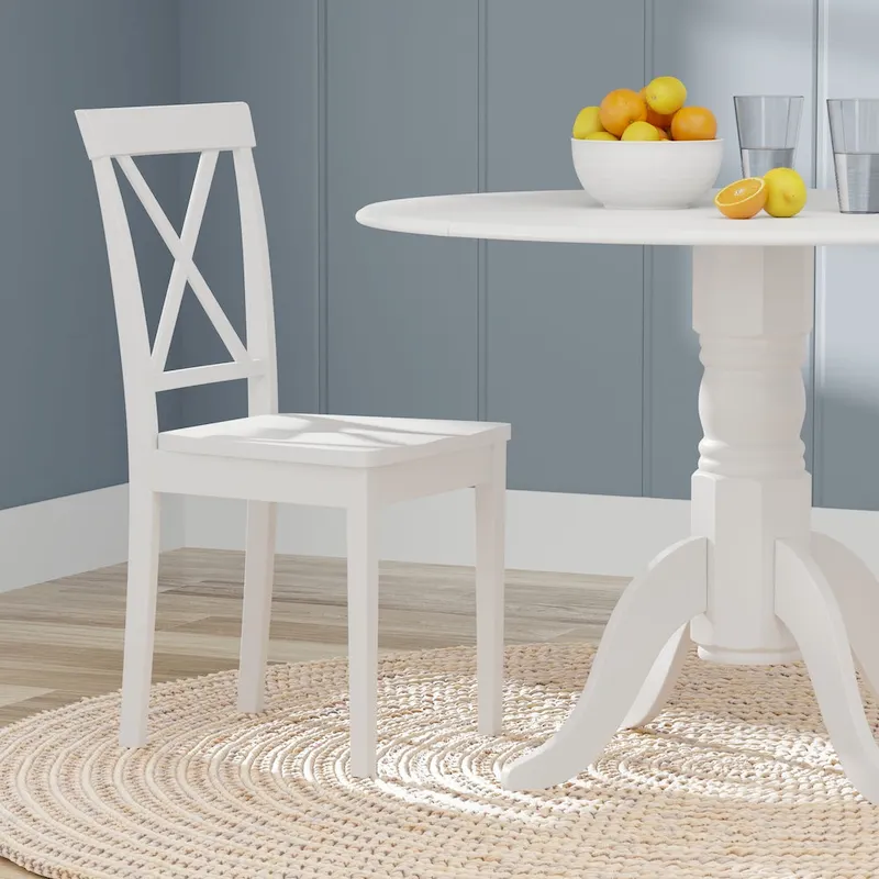 3-Piece Dining Set, 42  Round Drop-Leaf Table and X-Back Chairs