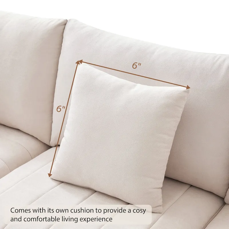 Modern L-Shape Sectional Sofa with Vertical Stripes,2 Pillows,Ottoman,Various Combinations,Beige
