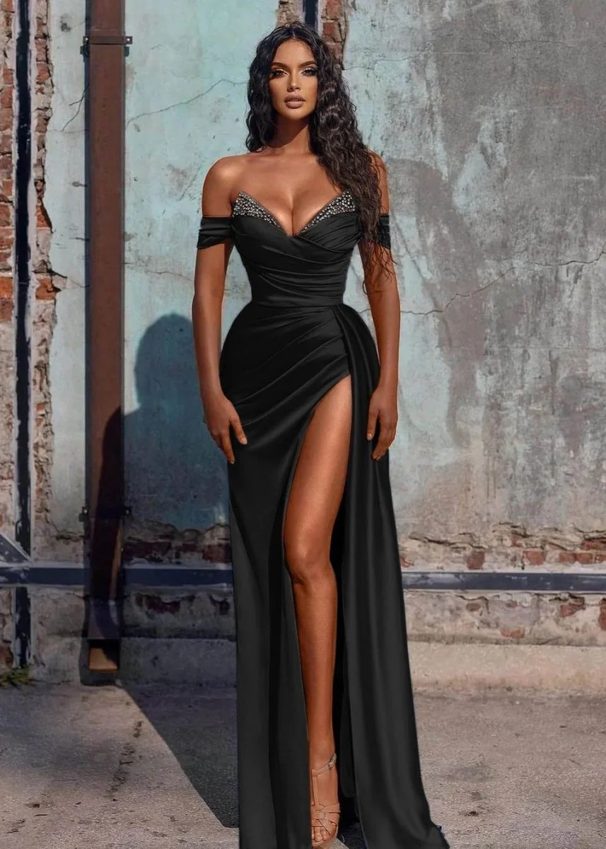 Mermaid Satin Long Prom Dress with Slit